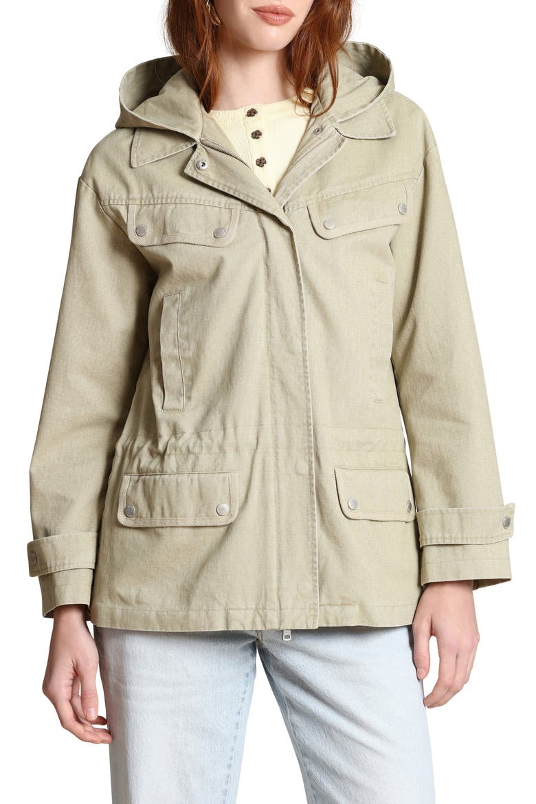 Hooded Cotton Field Jacket, Alternate, color, RATTAN WASHED