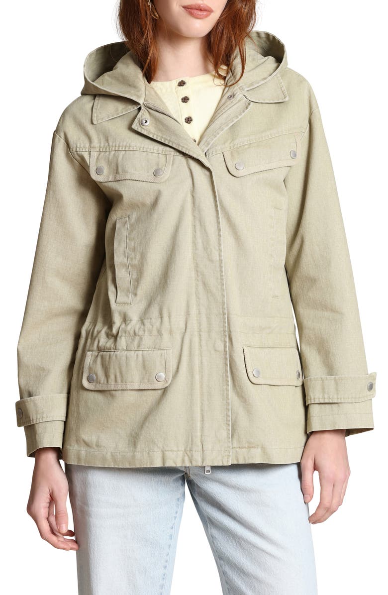 Avec Les Filles Hooded Cotton Field Jacket, Main, color, Rattan Washed