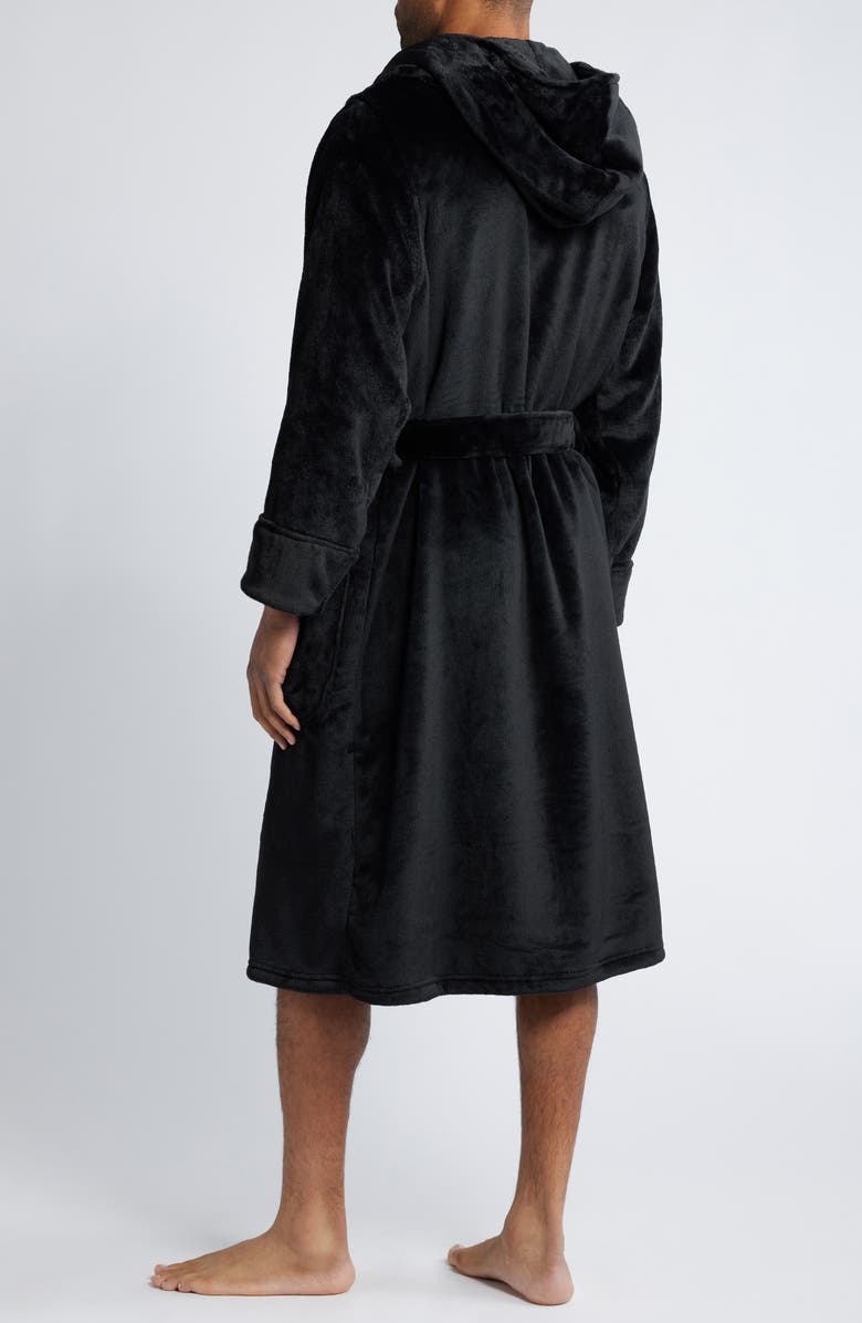 Nordstrom Fleece Hooded Robe, Alternate, color, Black