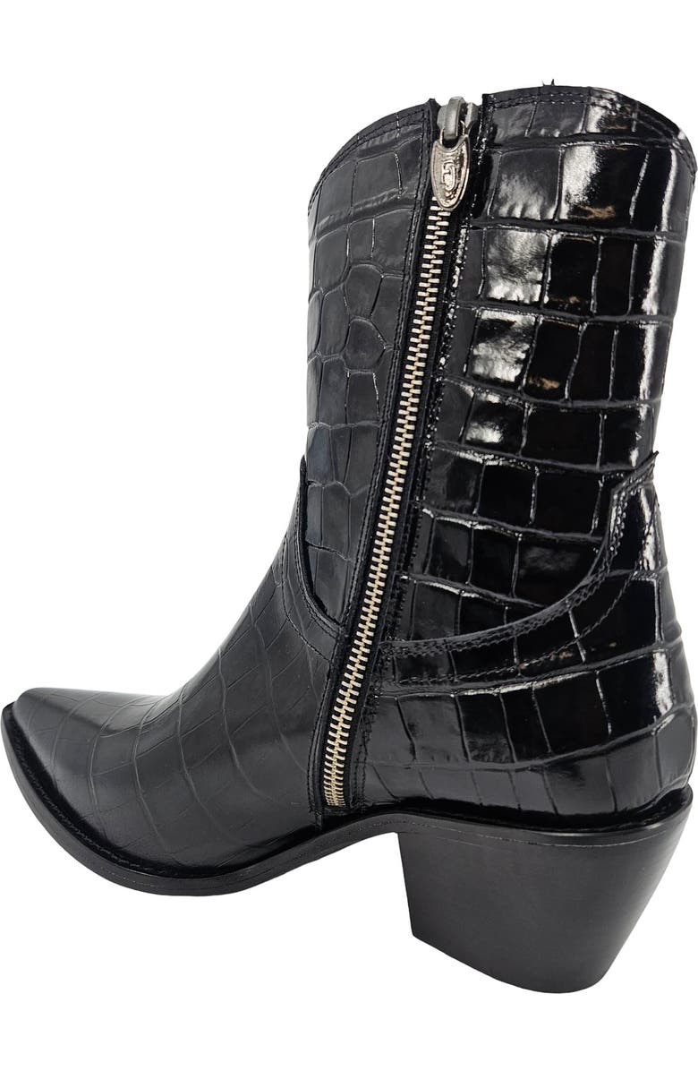 Madison Maison Croc Embossed Pointy Ankle Boot, Alternate, color, Black