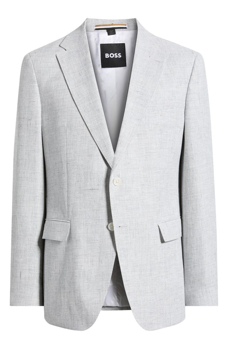 BOSS Hutson Slim Fit Grey Mélange Slub Linen & Cotton Blend Sport Coat, Main, color, Open Grey