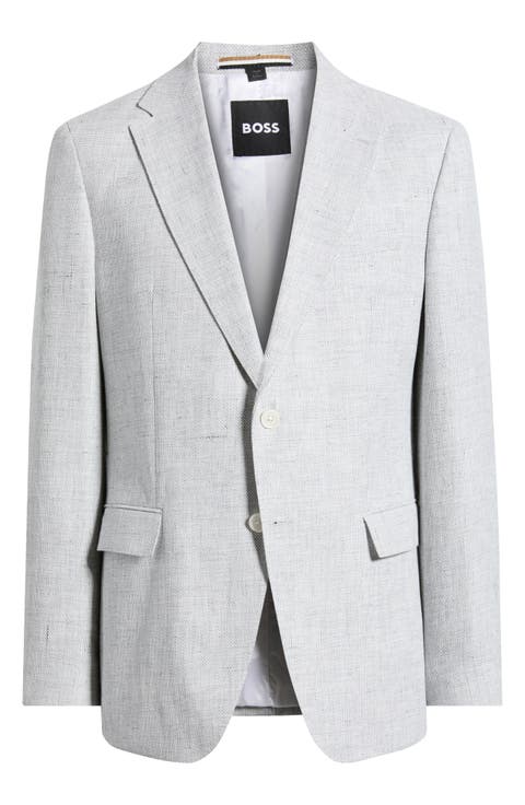 Hutson Slim Fit Grey Mélange Slub Linen & Cotton Blend Sport Coat