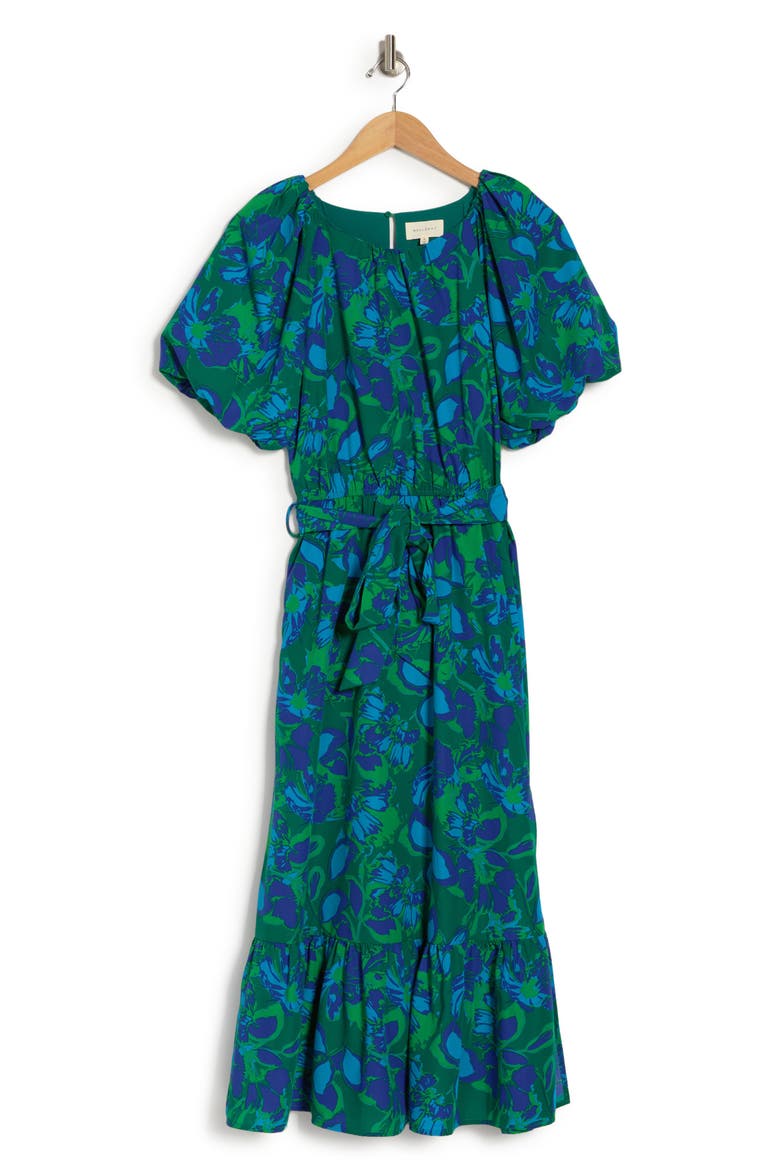 Floral Print Poplin Midi Dress, Alternate, color, GREEN MULTI