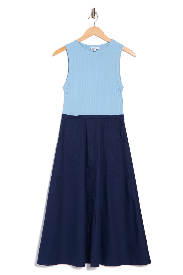 Kia Sleeveless Mixed Media Dress, Alternate, color, LIGHT BLUE