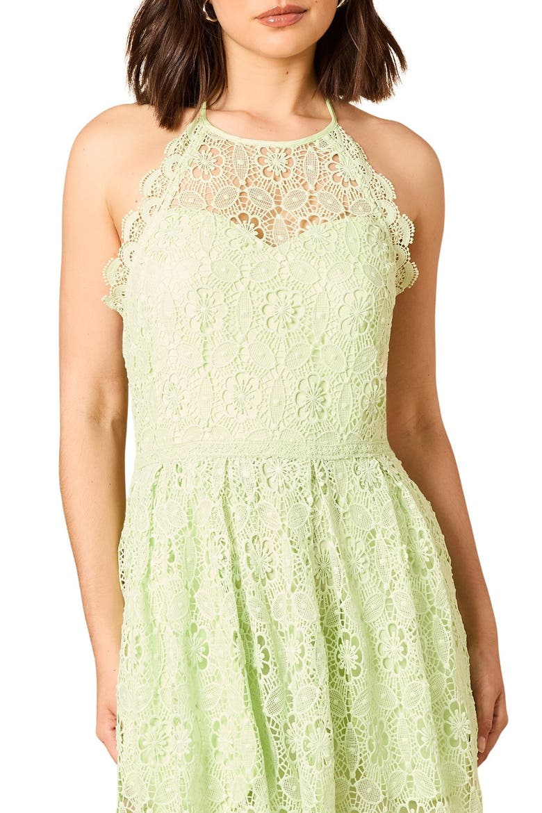 Lace Detail Halterneck Midi Dress, Alternate, color, Sage