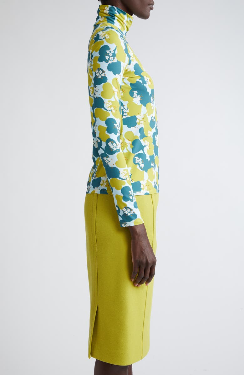 St. John Collection Nuda '60s Floral Turtleneck Top, Alternate, color, 