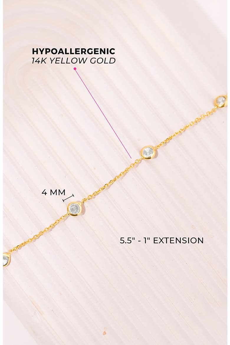 14k Cubic Zirconia Bezel Set Bracelet, Alternate, color, Gold