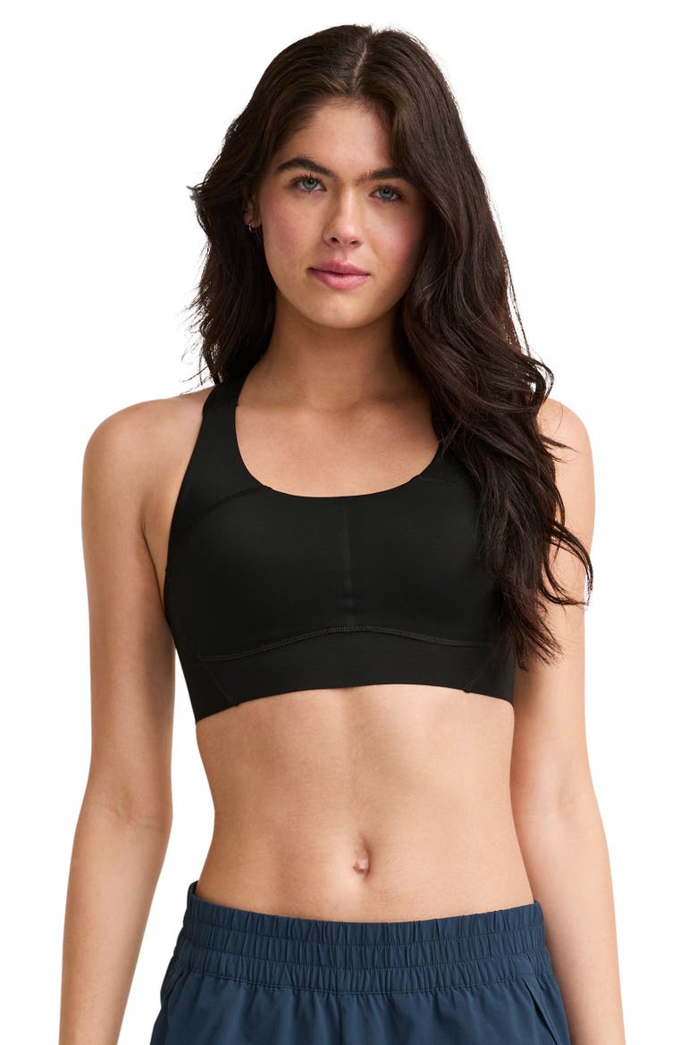 Women's Contour Hold Mid Impact Racerback Sports Bra, Main, color, Black