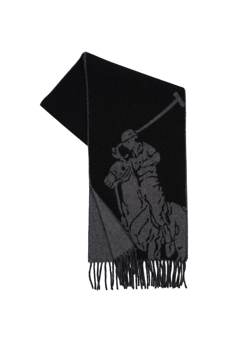 Big Pony Jacquard Scarf, Main, color, Black/Charcoal