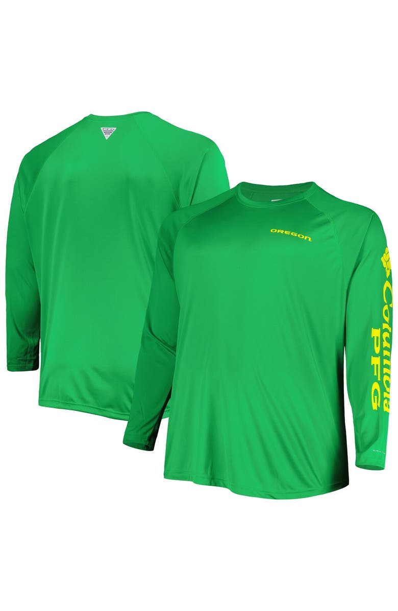 Columbia Men's Columbia Green Oregon Ducks Big & Tall Terminal Tackle Team Raglan Omni-Shade Long Sleeve T-Shirt, Main, color, Green