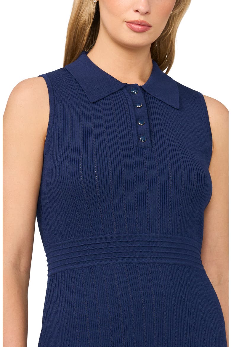 Harley Rib Pointelle Polo Midi Dress, Alternate, color, DEEP NIGHT