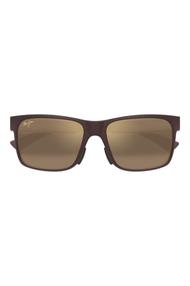 Ho'opili 58mm PolarizedPlus2® Rectangular Sunglasses, Main, color, METAL MATTE BROWN/ BRONZE