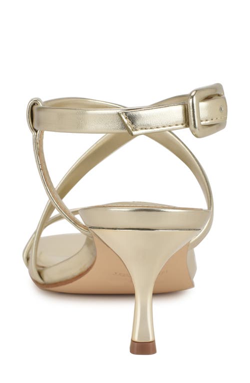 Nine West Women's Hanni Strappy Square Toe Kitten Heel Sandals In Gold