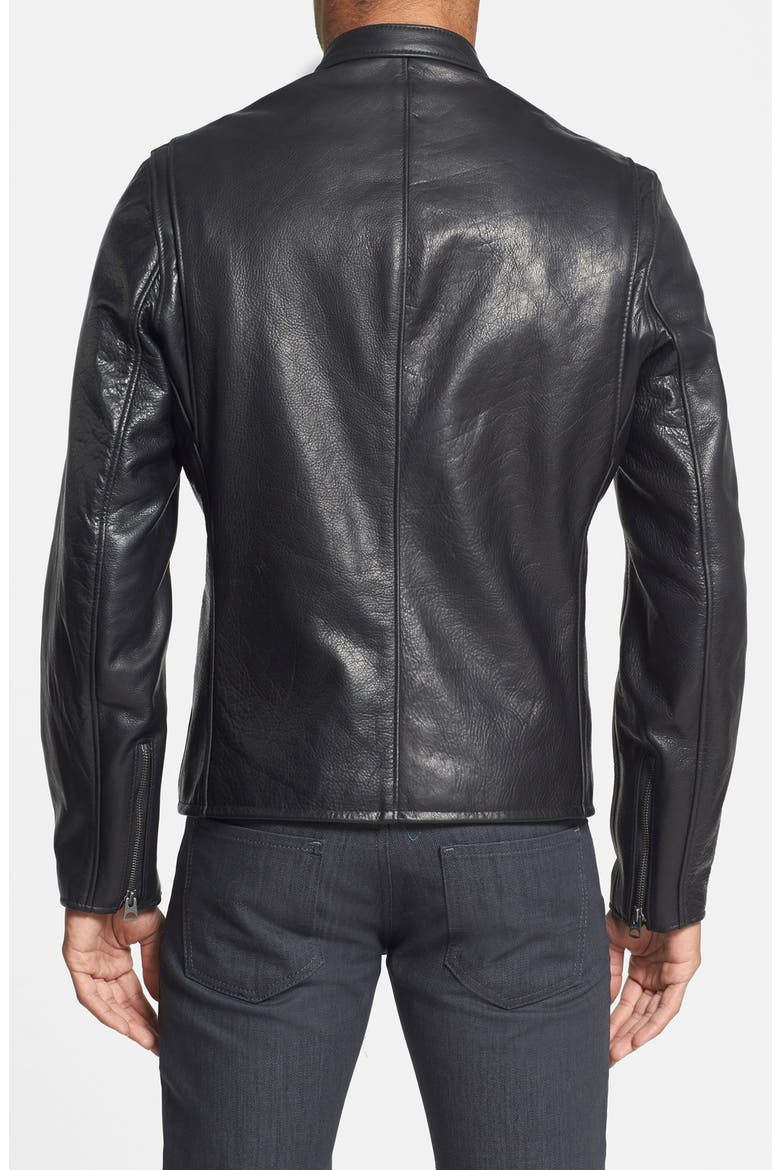 Café Racer Oil Tanned Leather Moto Jacket, Alternate, color, BLACK