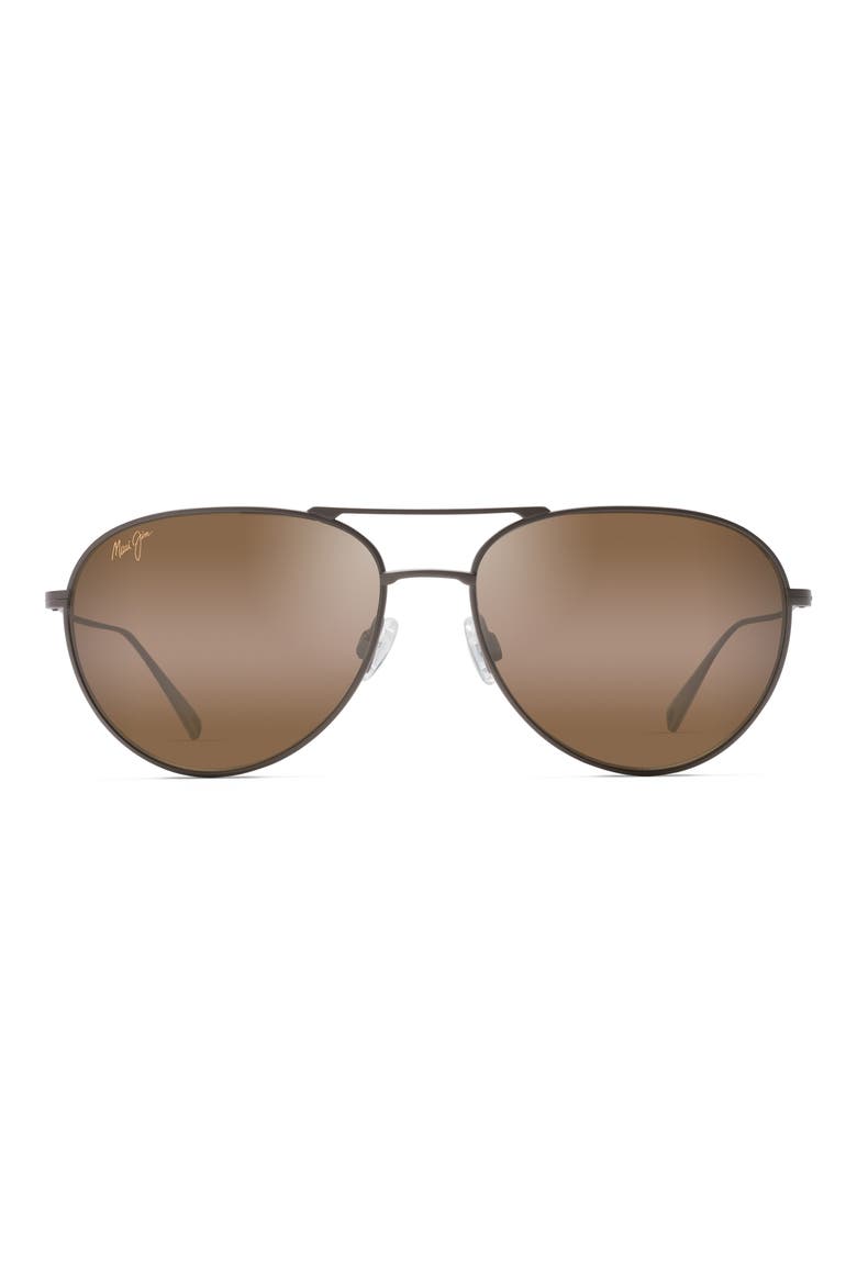Walaka 57mm PolarizedPlus2® Aviator Sunglasses, Main, color, SATIN SEPIA
