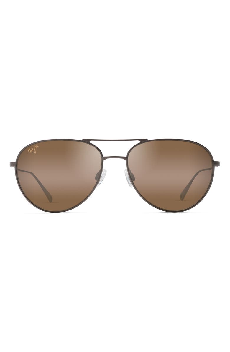 Maui Jim Walaka 57mm PolarizedPlus2<sup>®</sup> Aviator Sunglasses, Main, color, Satin Sepia