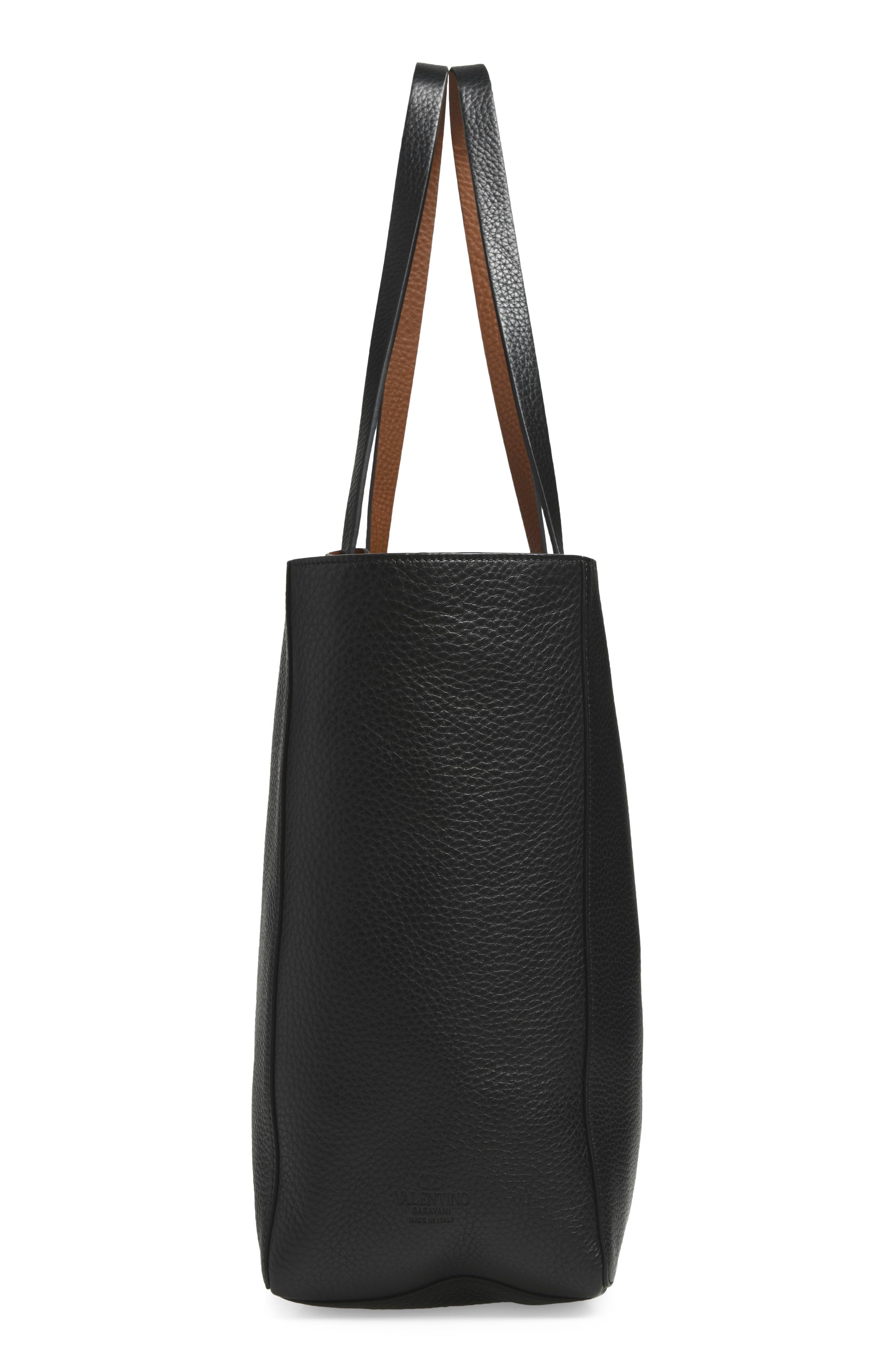 Rockstud Reversible Leather Tote, Alternate, color, LIGHT BROWN