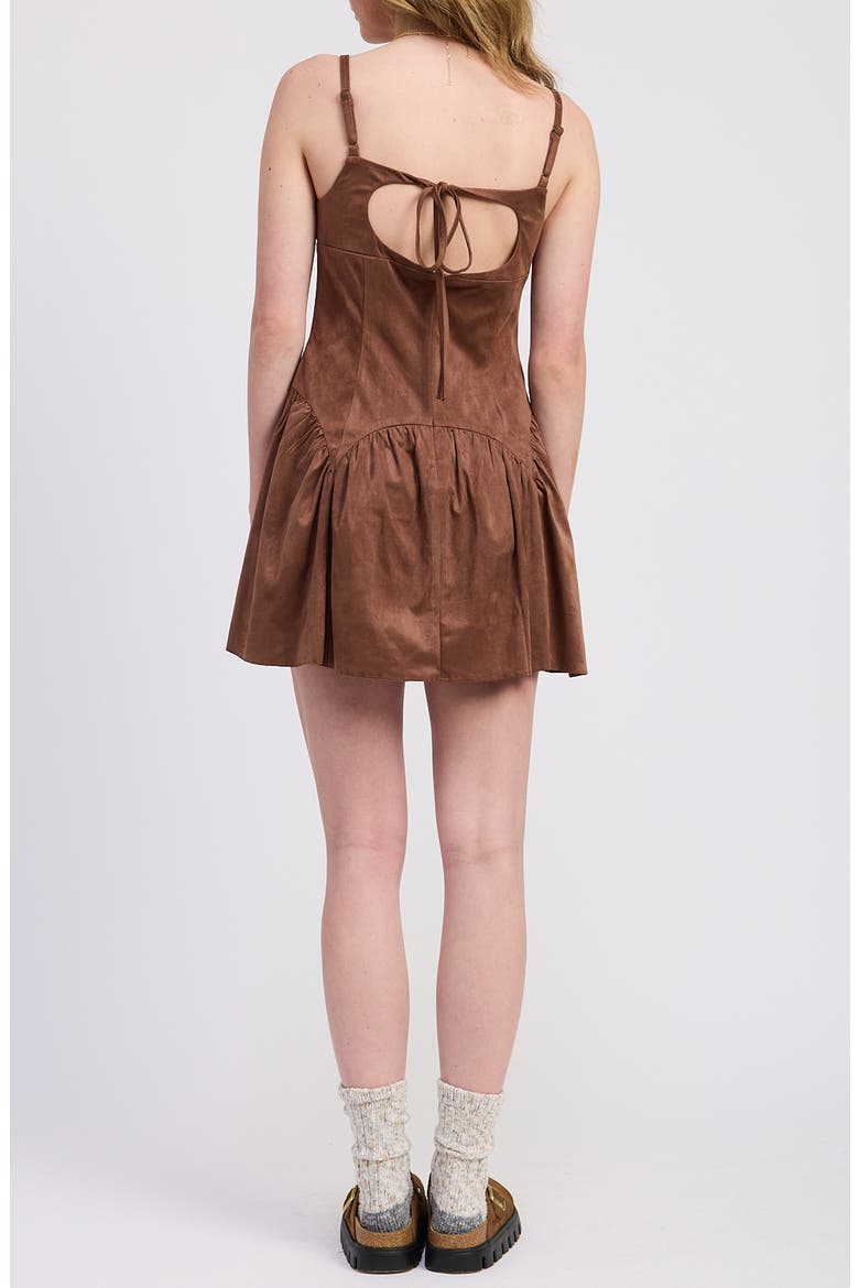 Cordelia Empire Waist Fit & Flare Minidress, Alternate, color, MOCHA