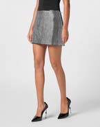 PHILIPP PLEIN Leather Mini Skirt Crystal Women
