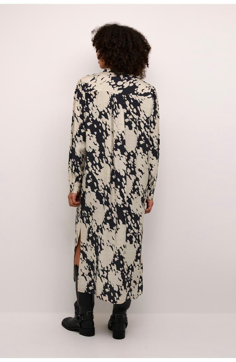 Kaffe KAlouise Round Neck Maxi Shirt Dress, Alternate, color, Black/Sand Graphic Cloud