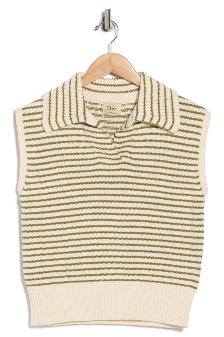 Stripe Johnny Collar Sweater, Alternate, color, NATURAL/ SAGE GREEN STRIPE