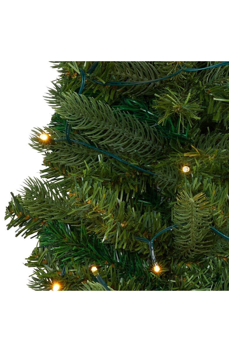 NEARLY NATURAL 2-ft Flat Back Wall Hanging Artificial Christmas Tree with 20 Clear LED Lights, Alternate, color, Green