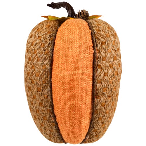 Northlight Burlap And Woven Jute Fall Harvest Pumpkin Decoration In Orange