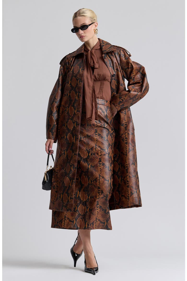 Python Print Faux Leather Coat, Alternate, color, BROWN-BLACK PYTHON