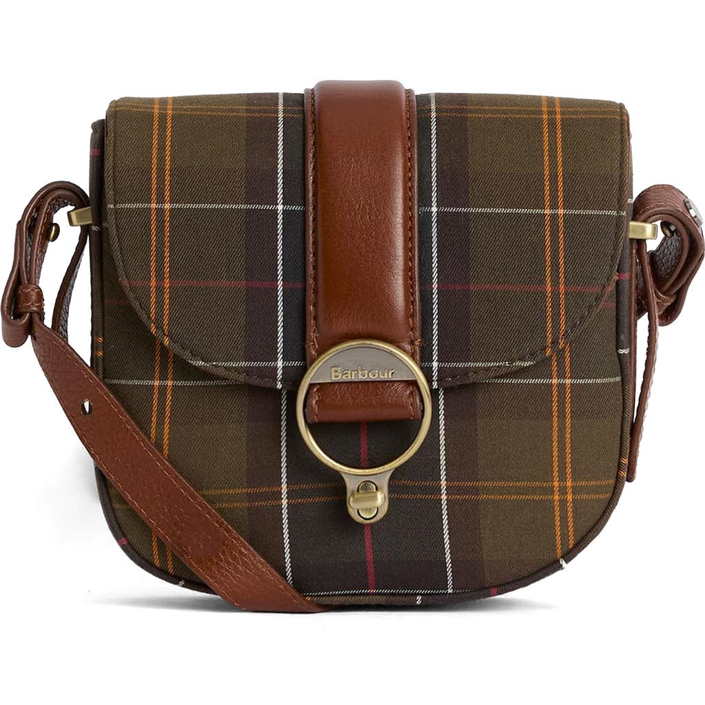 Barbour Tartan-pattern Buckled Satchel Bag In Green