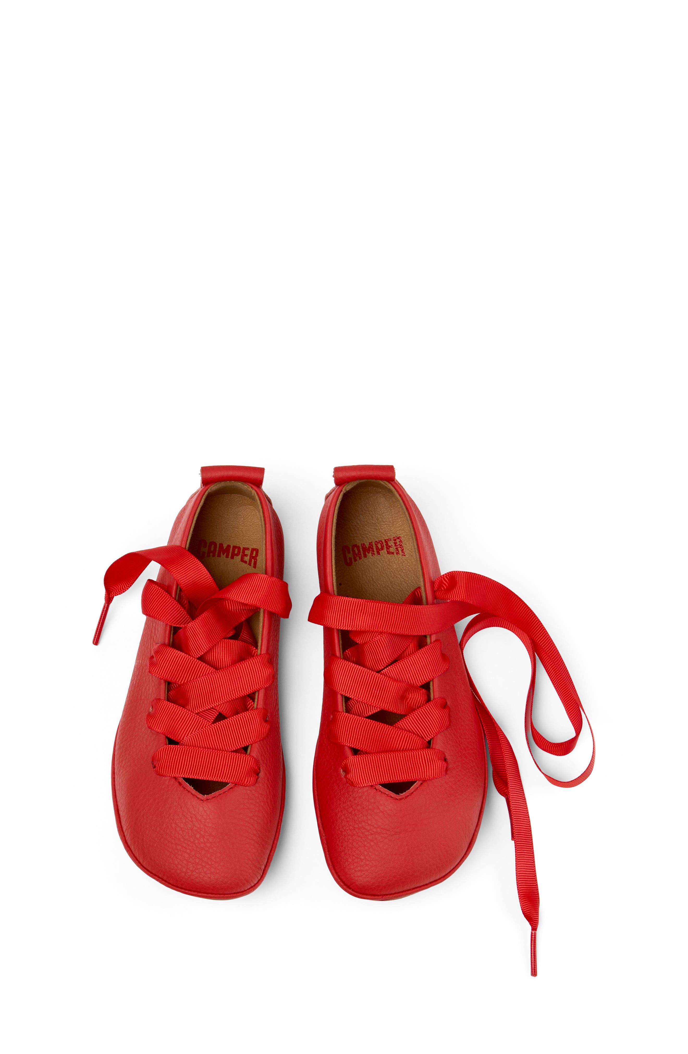 Kids' Right Lace-Up Flat, Alternate, color, MEDIUM RED