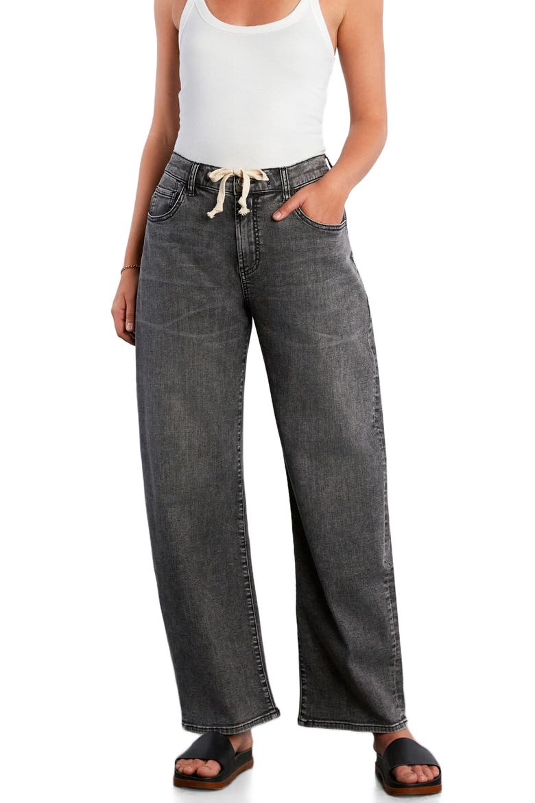 Ronnie Tie Front Barrel Leg Jeans, Alternate, color, FIELD GREY