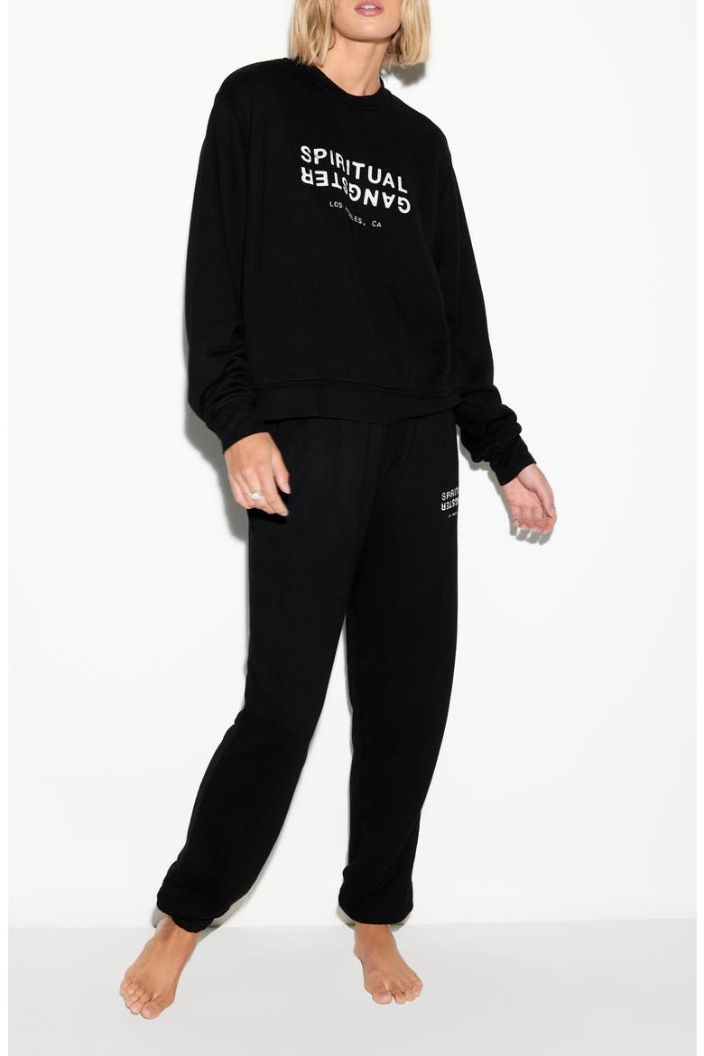 Logo Cotton & Linen Graphic Sweatshirt, Alternate, color, BLACK