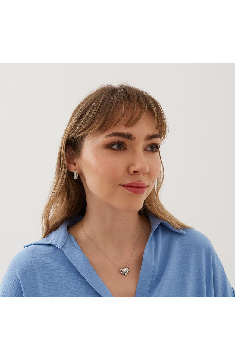 Spero London Baguette Cubic Zirconia Sterling Silver Pave Hoop Earrings, Alternate, color, Silver