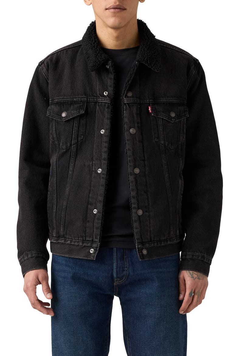 Relaxed Fit Faux Shearling Lined Denim Trucker Jacket, Main, color, BUILT TO LAST SHERPA TRUCKER