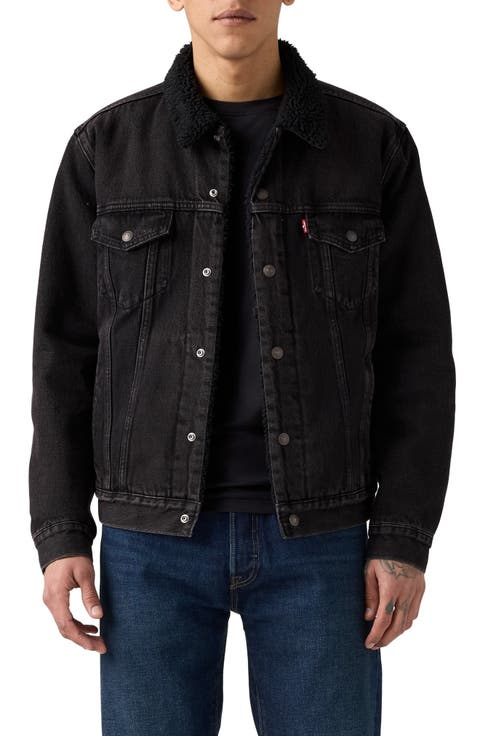 Relaxed Fit Faux Shearling Lined Denim Trucker Jacket