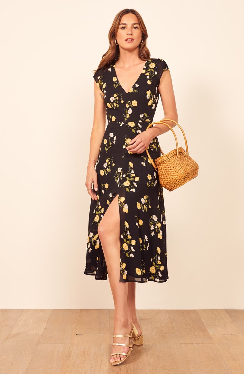 Reformation Floral Wellfleet Back Cutout Dress, Alternate, color, 