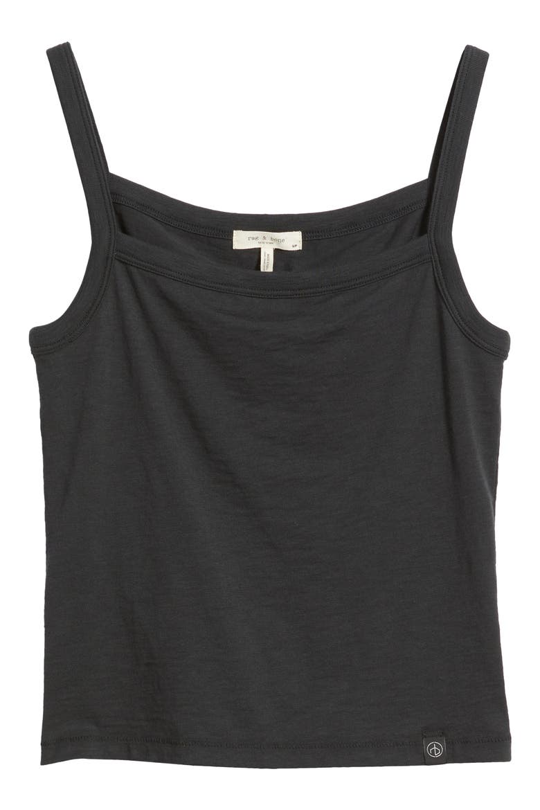 The Slub Cotton Square Neck Tank, Alternate, color, BLACK