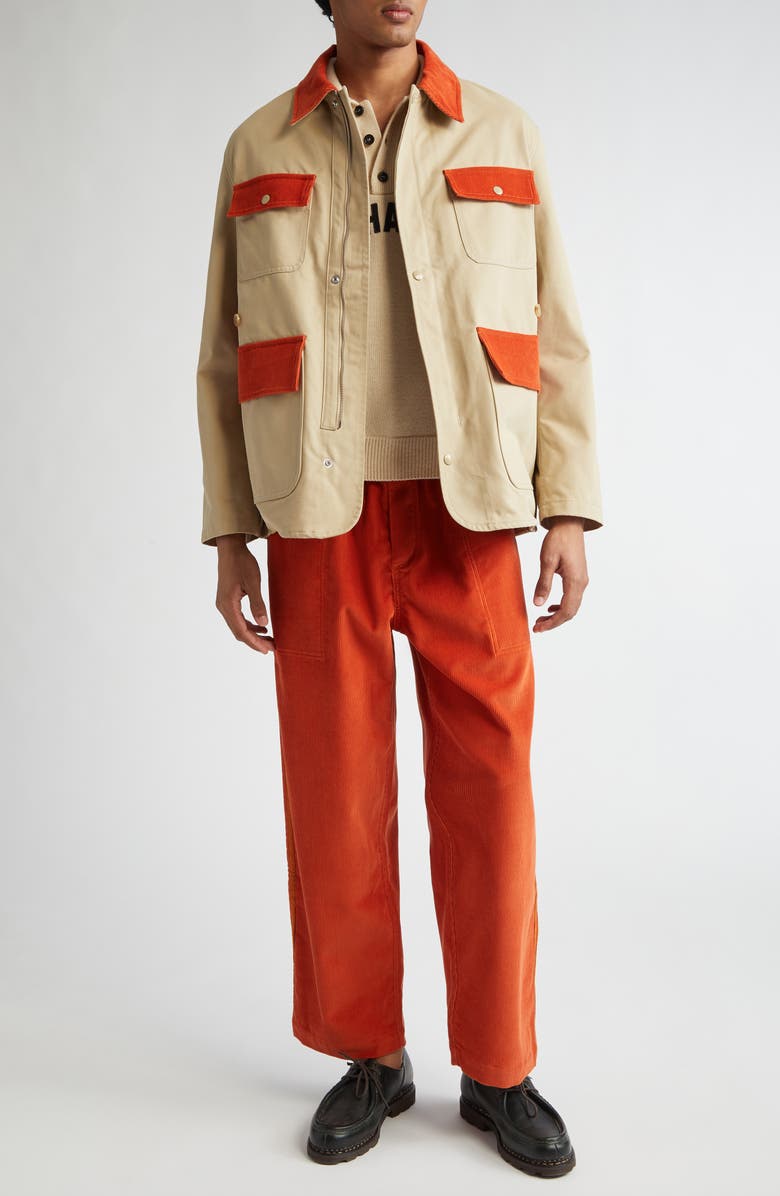 Bode Corduroy Trim Cotton Twill Hunting Jacket, Alternate, color, Multicolor