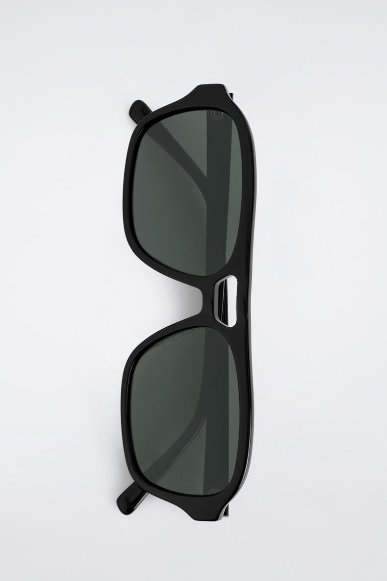 Rectangular Aviator Sunglasses, Alternate, color, BLACK / GRAY