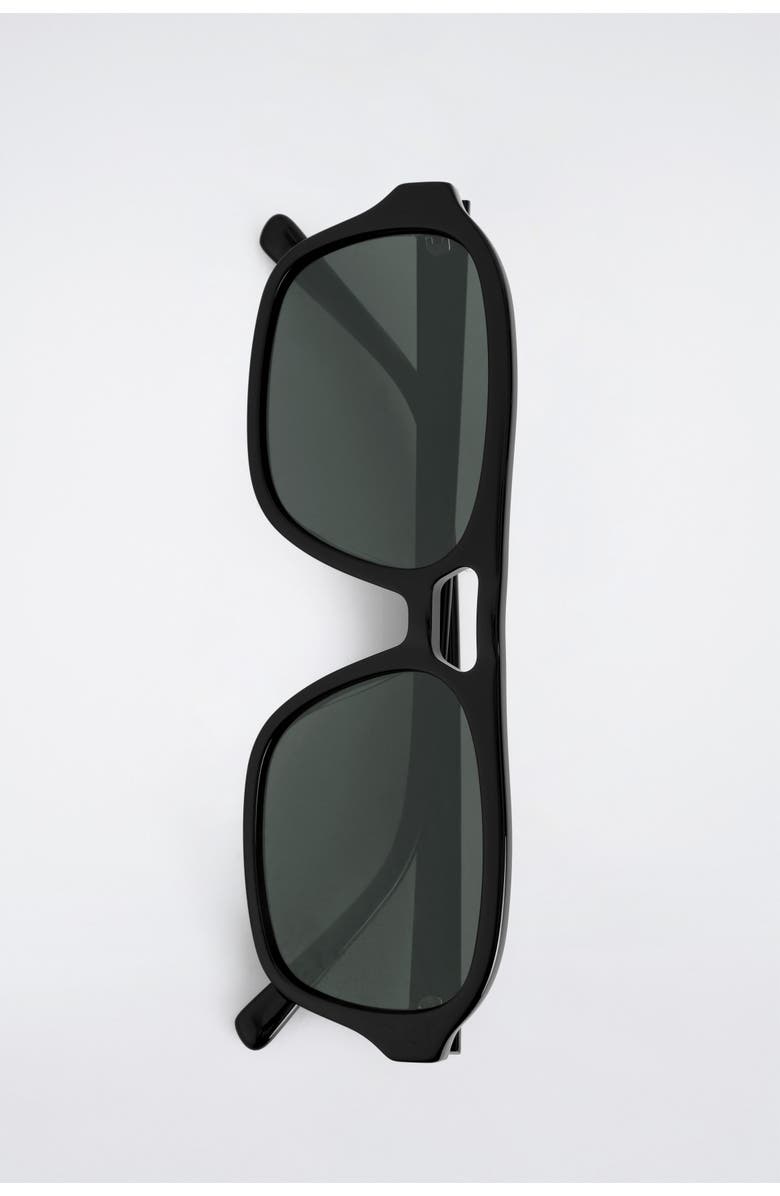 COS Rectangular Aviator Sunglasses, Alternate, color, Black / Gray