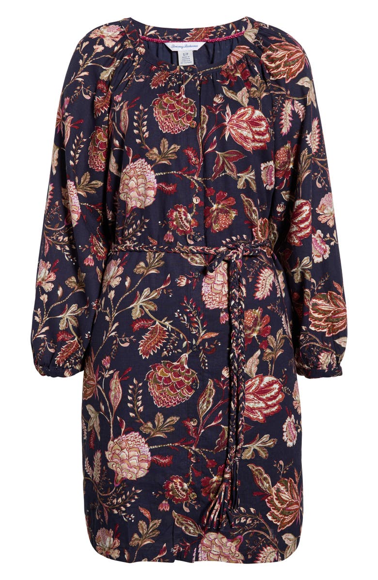 Tommy Bahama Exquisite Blooms Long Sleeve Dress, Alternate, color, Coastline