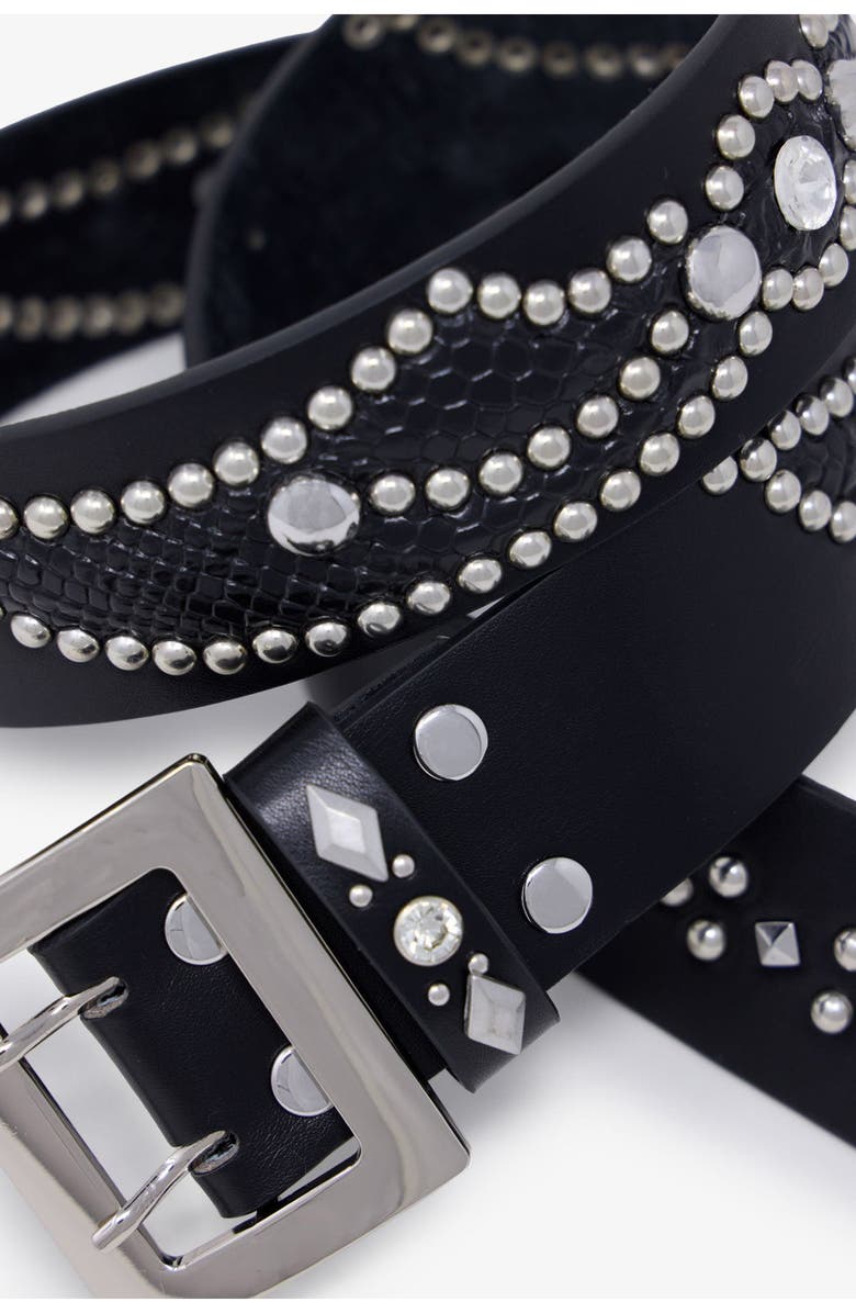 mnml Stud Leather Belt, Alternate, color, Black/ Black