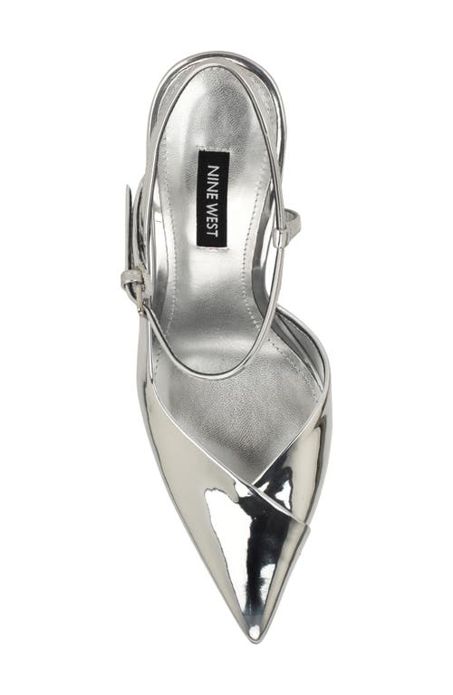Nine West Franka Ankle Strap Pointed Toe Pump In Silver