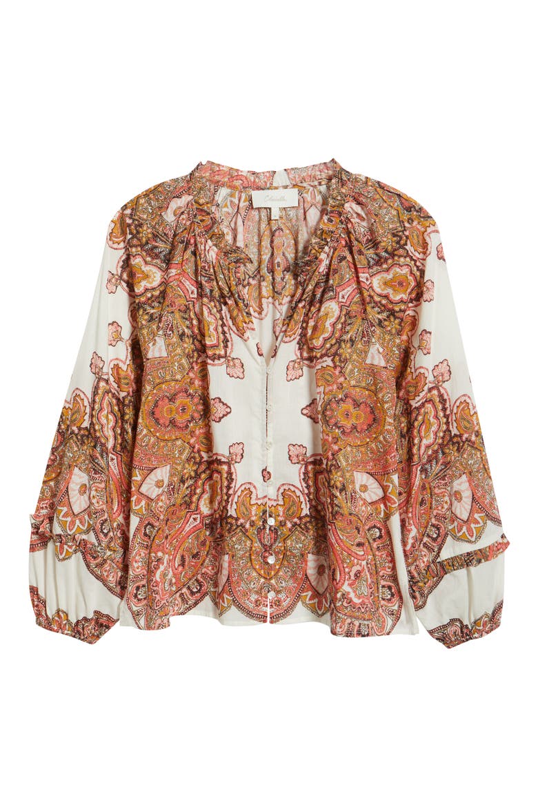Alicia Paisley Print Organic Cotton Voile Peasant Top, Alternate, color, FOULARD PAISLEY PRINT