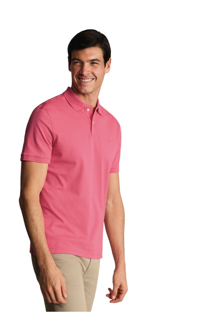 Short Sleeve Cotton Stretch Pique Polo, Main, color, Coral Pink
