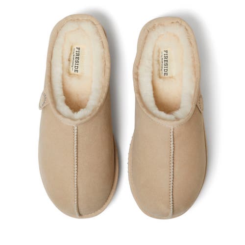 Dearfoams Fireside Grafton Genuine Shearling Clog Slipper In Sand