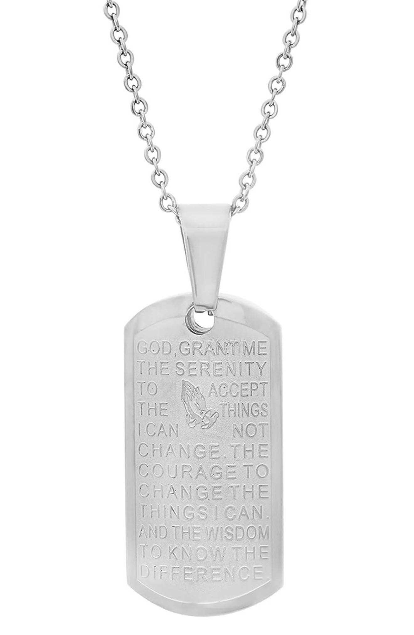Serenity Prayer Dog Tog Pendant Necklace