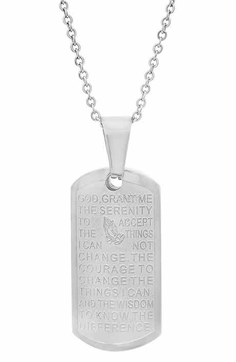 Serenity Prayer Dog Tog Pendant Necklace