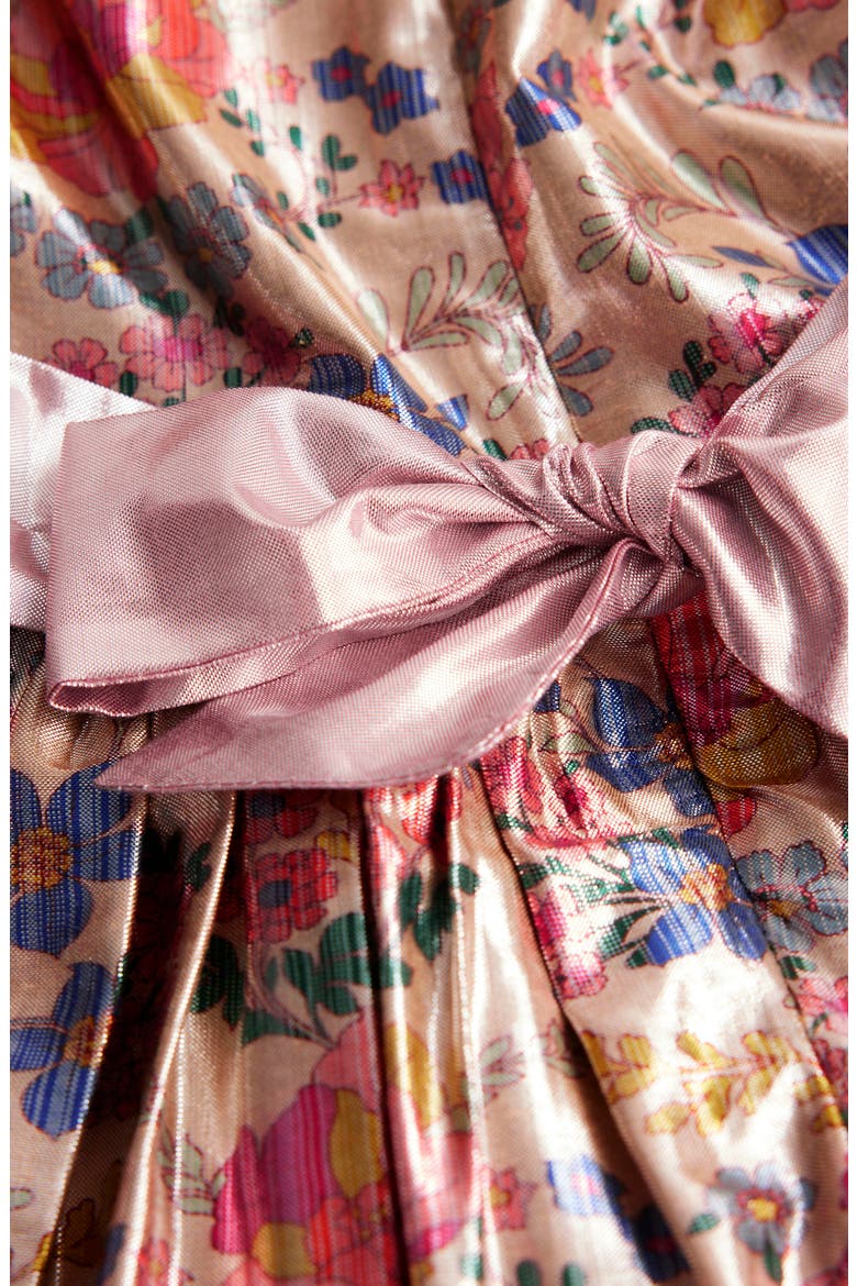 Kids' Metallic Floral Print Party Dress, Alternate, color, METALLIC TAPESTRY FLORAL