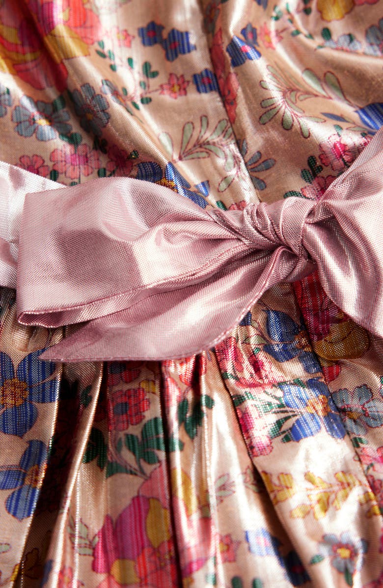 Mini Boden Kids' Metallic Floral Print Party Dress, Alternate, color, Metallic Tapestry Floral